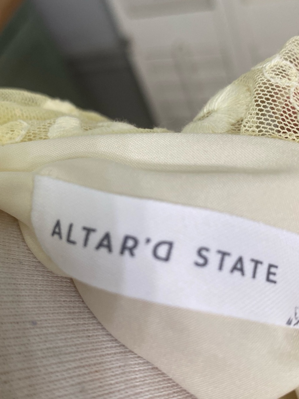 Altar'd State Butter Yellow Lace-Trim Sheer Blouse - Picture 2 of 8